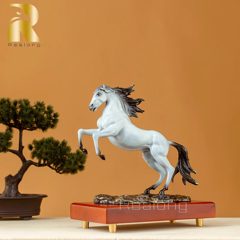 29cm Bronze Jumping Horse Statue Modern Art Bronze Horse Sculpture Luxury Animal Bronze Crafts Home Indoor Decor Tasteful Gifts