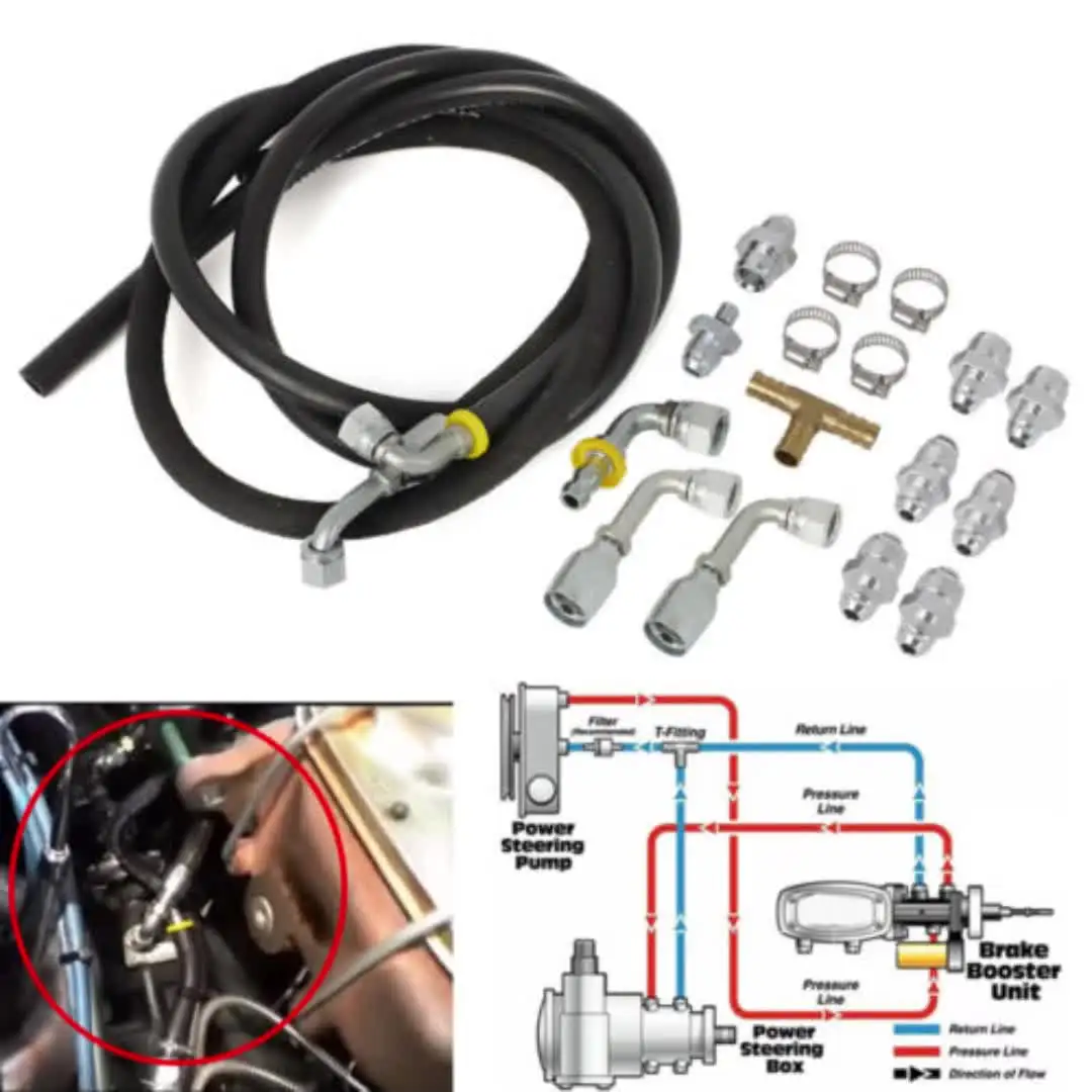 Universal Hydroboost Power Brake Booster Hose Kit - 21pc Steering Hose Hookup Set
