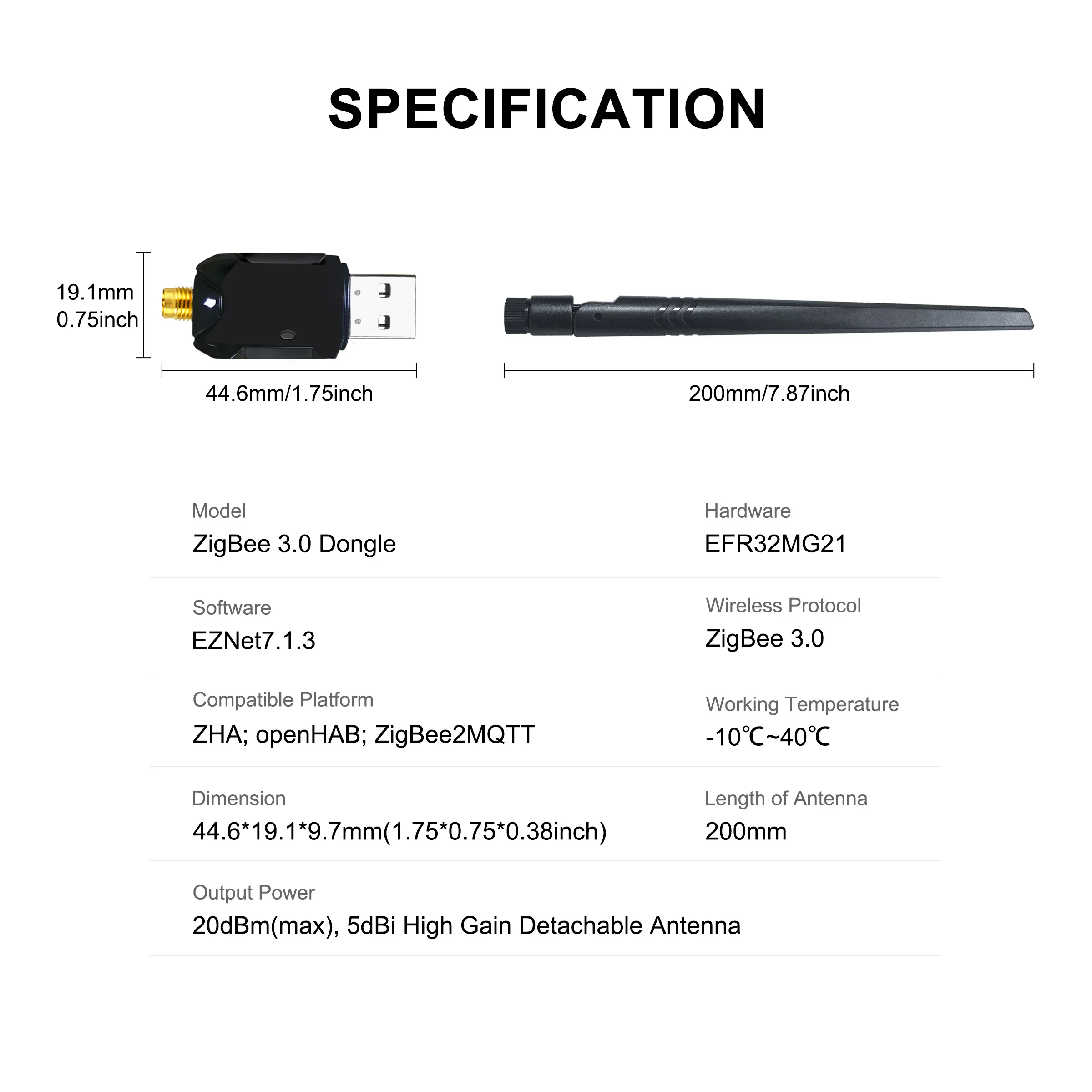 ZigBee 3.0 USB Dongle Wireless Universal ZigBee Gateway with High Gain Antenna Support OpenHAB ZigBee2MQTT Home Assistant for zigbee gateway,smart gateway,zigbee adapter,zigbee controller