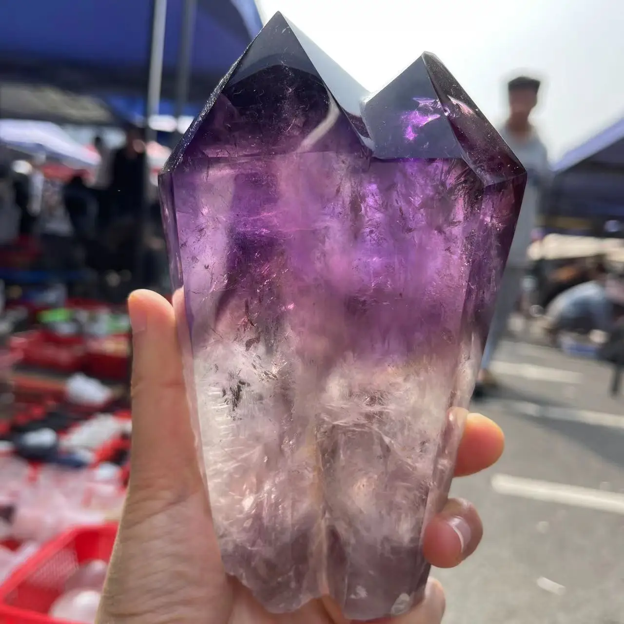 Natural Amethyst Twin Points Purple Gem Spiritual Healing Stone Obelisk Wand Stone Home Decor 6