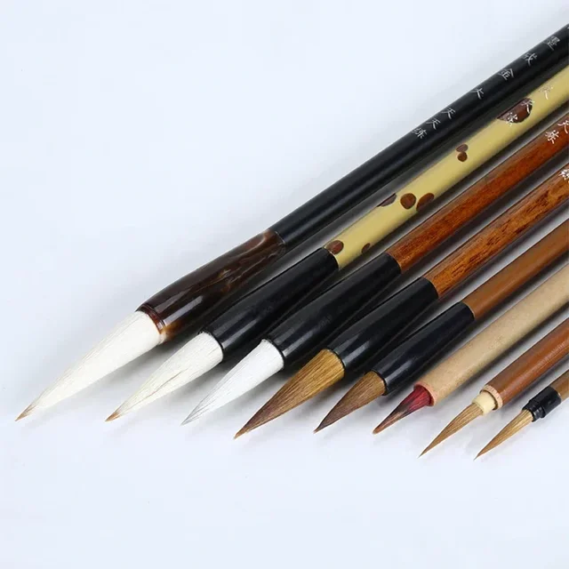 6/9/12/16 pezzi set di pennelli per calligrafia cinese con porta pennelli in bambù arrotolabile Sumi pittura scrittura pennello per acquerello Kanji Art 4