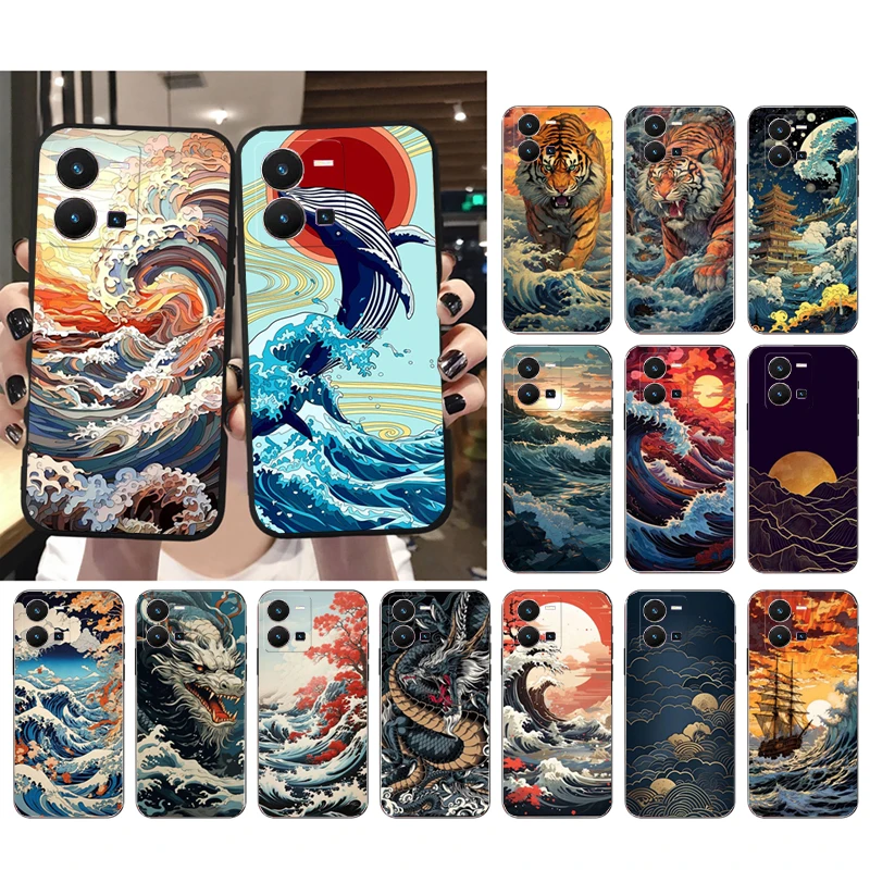 

Japanese Wave Sceneary Phone Case For VIVO Y53S Y33S Y01 Y11S Y31 Y21 Y70 Y21S Y72 Y35 V27E V23E V21 V23 Pro V21E