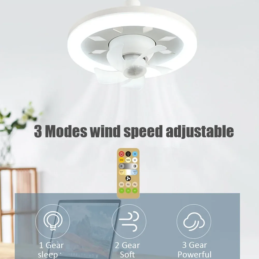 

Ceiling Fan 60W E27 With Led Light And Remote Control 360 ° Rotation Cooling Electric fan Lamp Chandelier For Room Home Decor