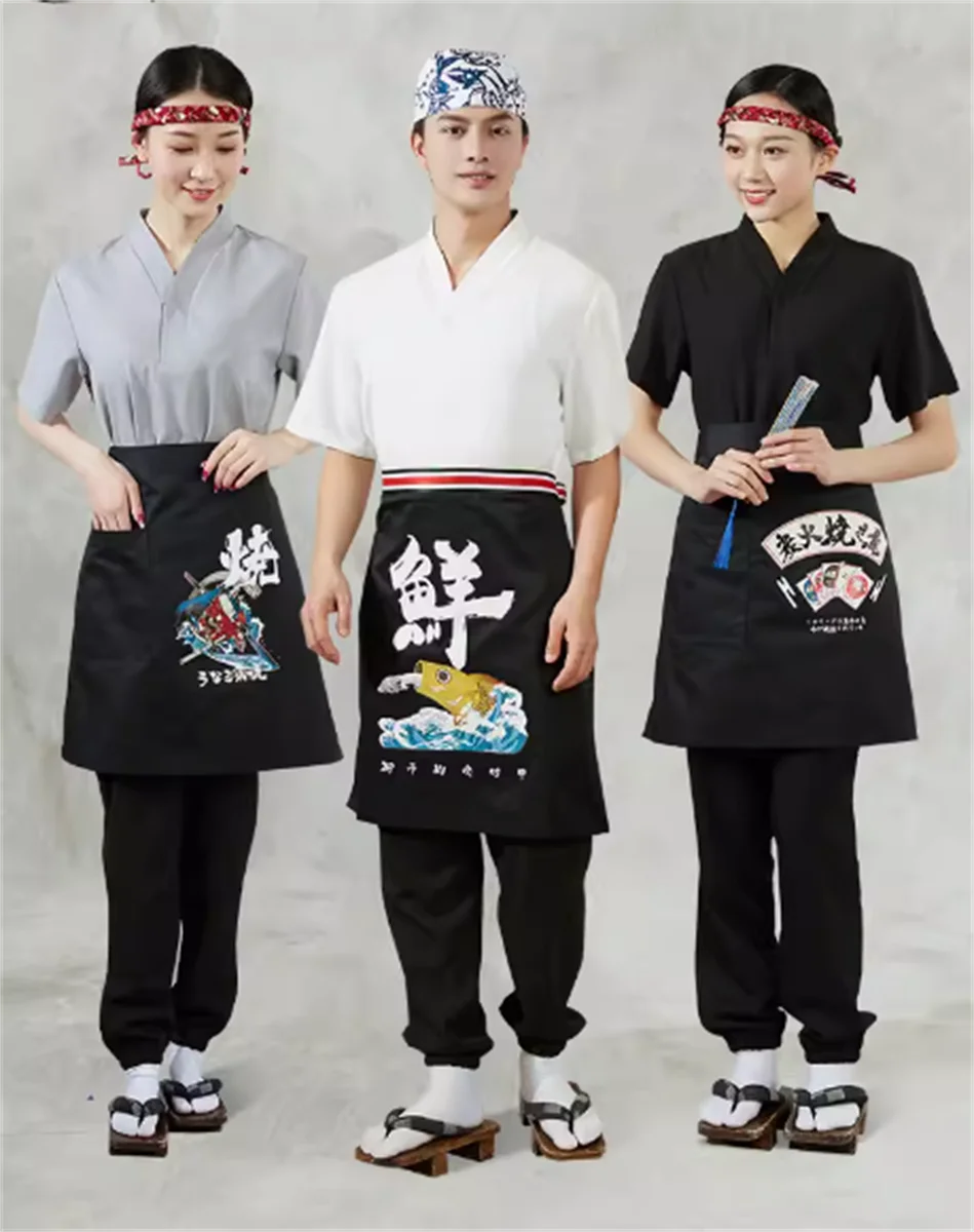2025 sushi restaurant barbecue restaurant chef workwear three piece set