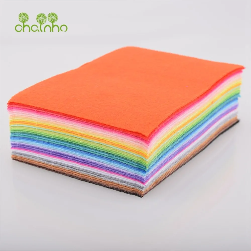 Chainho,Polyester Non-Woven Felt Fabric,Thickness 1mm,DIY Sewing Material,Toys Cloth,10x15cm/Piece,40Pieces,Mix Color(No Repeat)