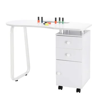 White Nail Table Manicure Tech Table with Drawers, Nail Art Equipment Station Salon Spa Workstation Beauty Technician