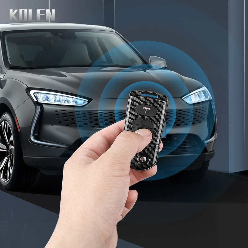 Premium Carbon Fiber Car Flip Key Case Cover - Enhanced Protection and Style
