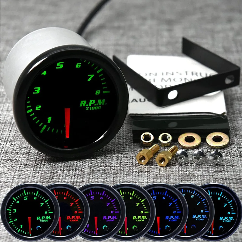  ڵ Ÿڹ  跮, 7   Ÿڹ 跮, 0-8000 RPM LED Ÿ , 12V, 2 ġ, 52mm
