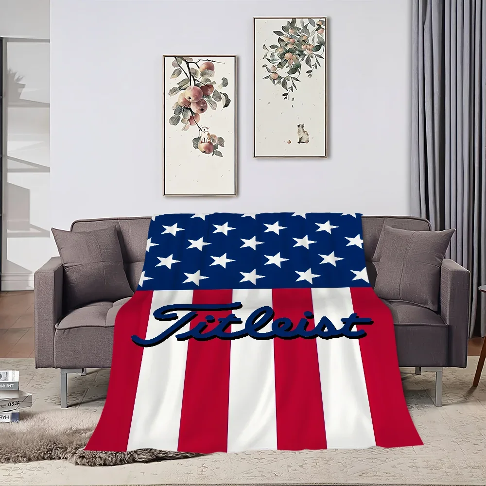 warm comfort  soft plush blanket cool for sofa living logo room office T-T-TitleistS-ES bedroom travel gift single-sided printed 5