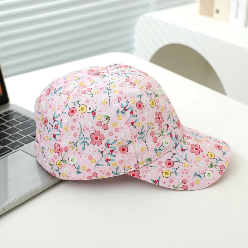 Baby Girls Baseball 2024 Summer School Cartoon Flowers Children Outdoor Kids Caps for 2-8Years Adjustable Sports Hats Cotton 4