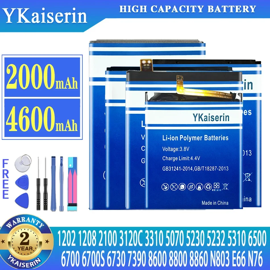Batteria Ykaiserin Per Nokia 6700 N76 1202 5310 6700S N803 E66 3120C 5070 1208 6730 5230 5232 6500 3310 2100 8600 7390 8800 8860