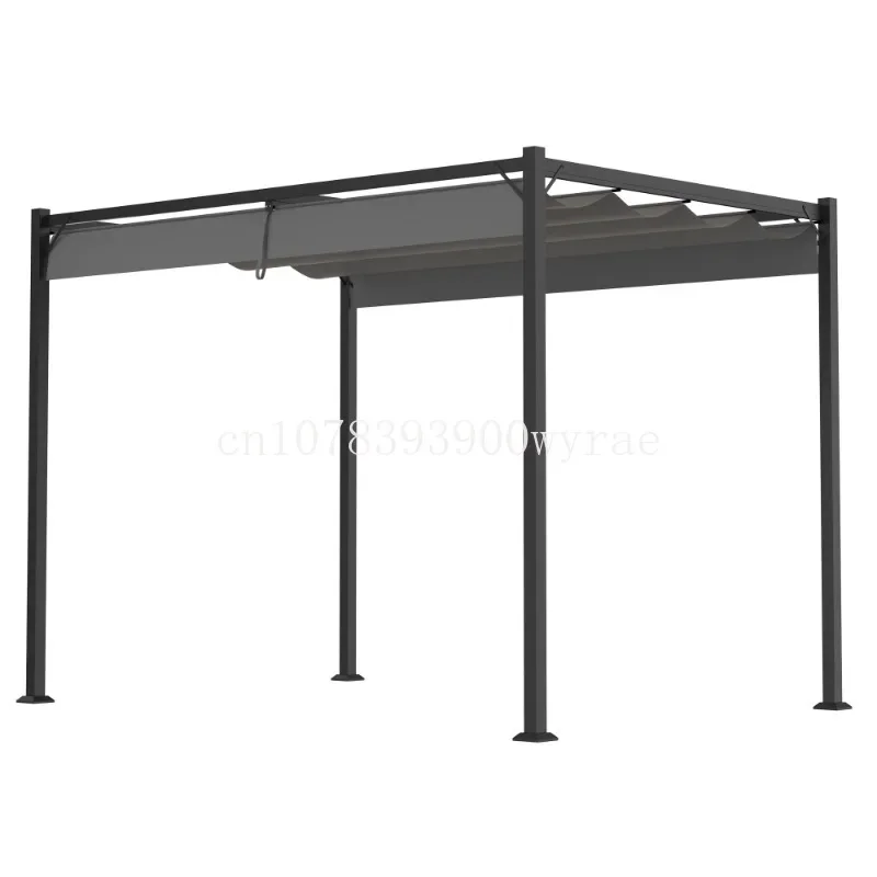 

Garden Gazebo Pergola with Retractable Canopy Roof, FT Outdoor Patio Sun Shade Shelter10 x 7, Gray