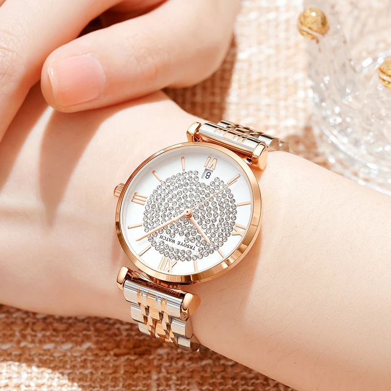 Ladies Watch Fashion Korean Version Of The Gypsophila Quartz Watch Female Waterproof Student Watch Ladies Clock With Diamonds