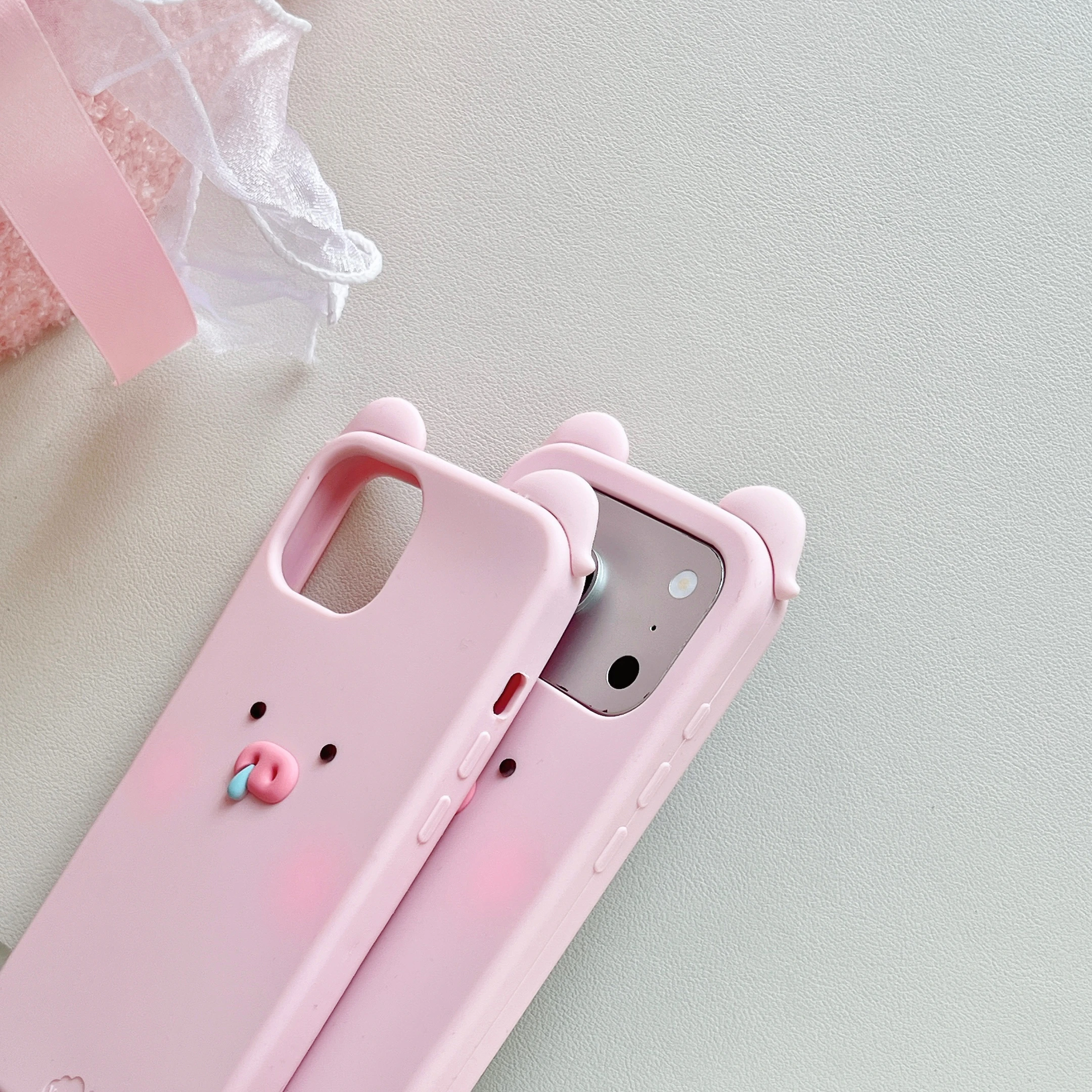 Charming Pink Pig 3D Cartoon Soft Silicone Phone Case