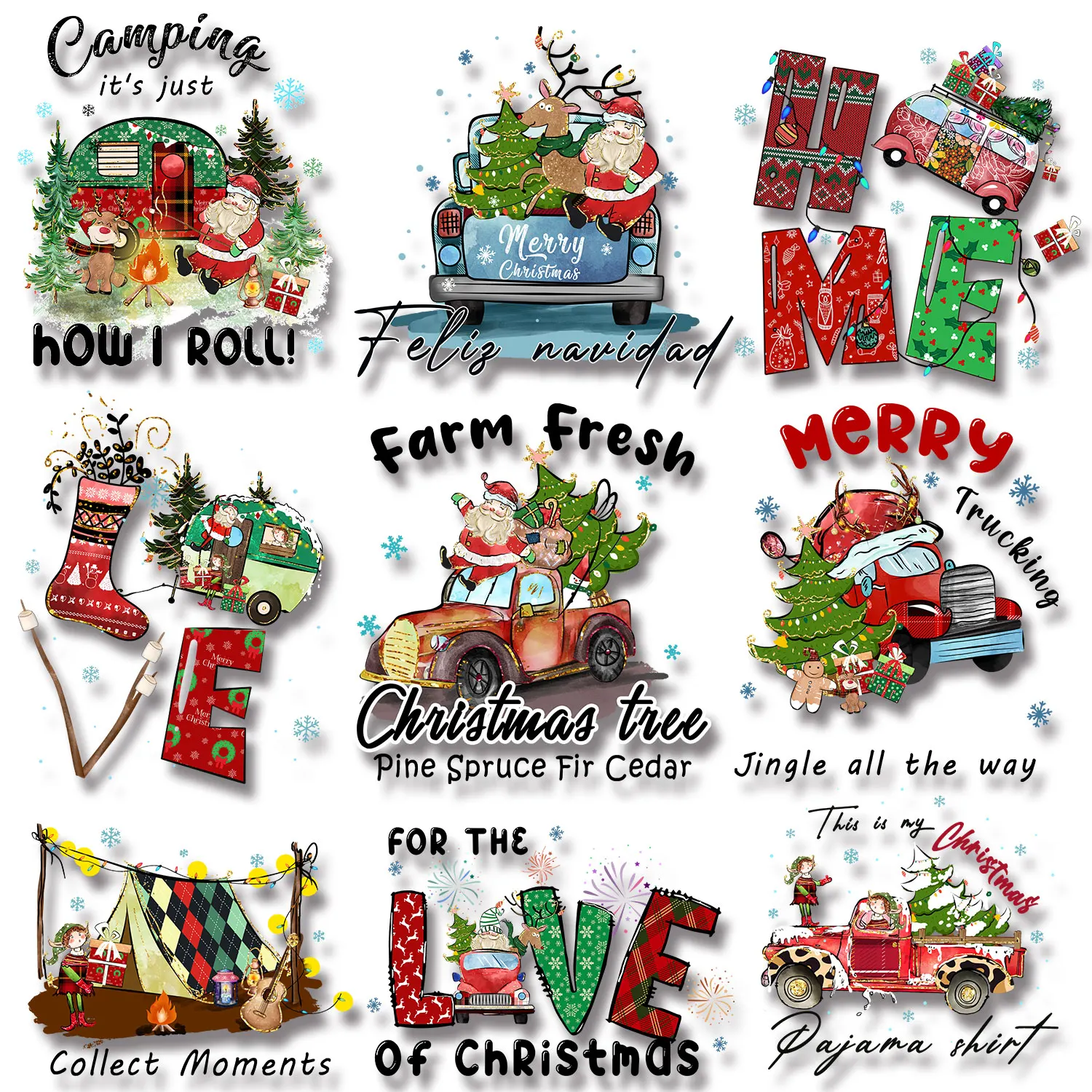 Campeggio È Proprio Come I Roll Love Christmas Iron-On Transfers For Clothing Vari Stili Accessori Per L'Abbigliamento Decorazione Fai Da Te