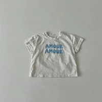 Enfants été mode lettres imprimer t-shirts bébé garçons solide T-Shirt enfants blanc haut en coton vêtements filles t-shirt style décontracté 2-7 ans 3