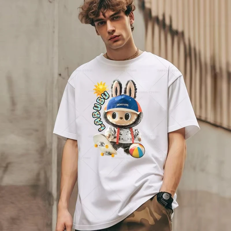 2pcs Pop Mart Labubu Iron on Patches for Clothing Cartoon DIY Hoodie T-shirt Heat Transfer Patch Clothes Vinyl Stickers