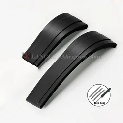 Men's Sport Waterproof Silicone Watch Strap - Soft Rubber, Green 20mm, Fold Buckle - 20mm no logo (Black)