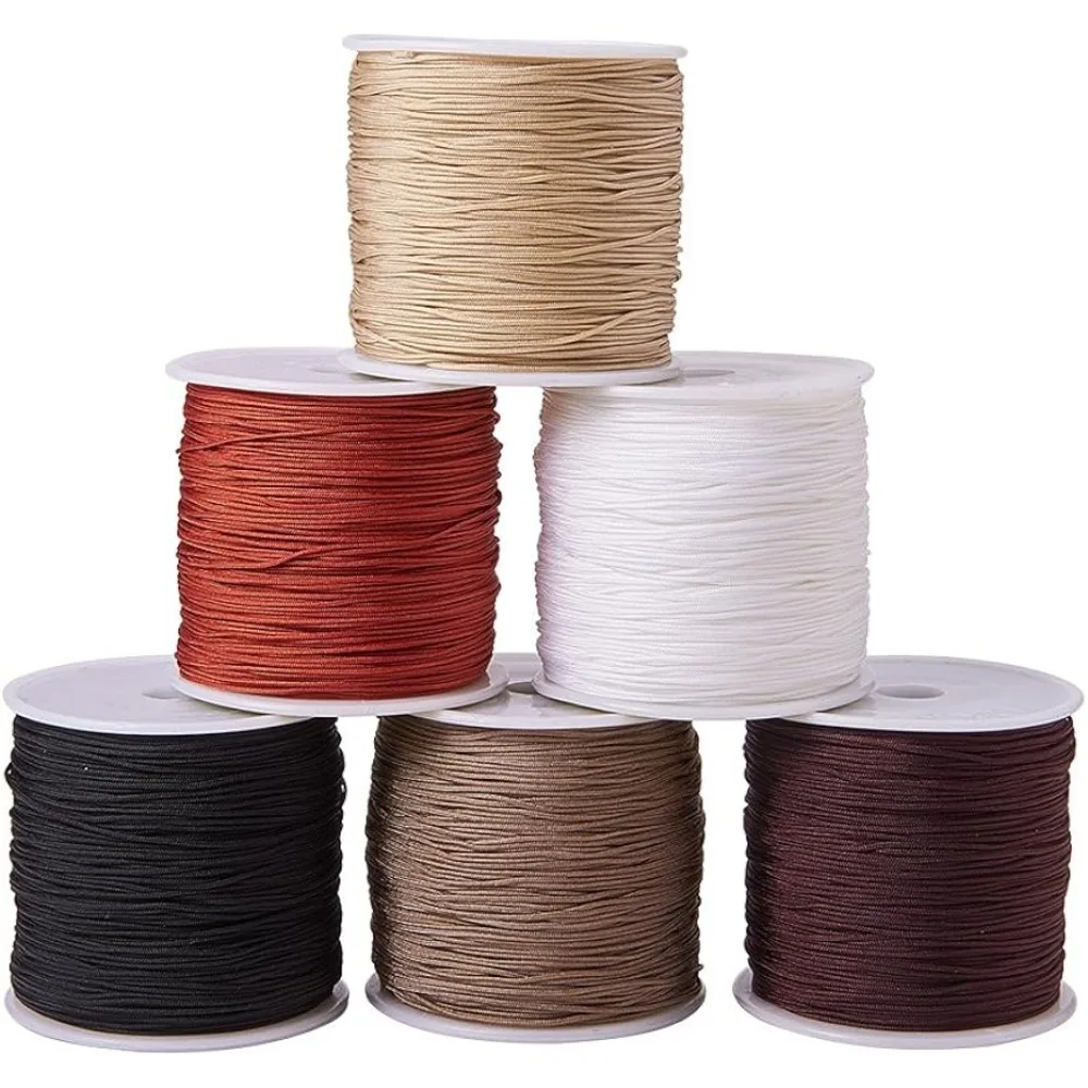 

600 Yards 0.8mm Nylon Beading String Cord 6 Colors Chinese Knotting Cord Nylon Kumihimo Macrame Thread Braided Lift Shade Cord