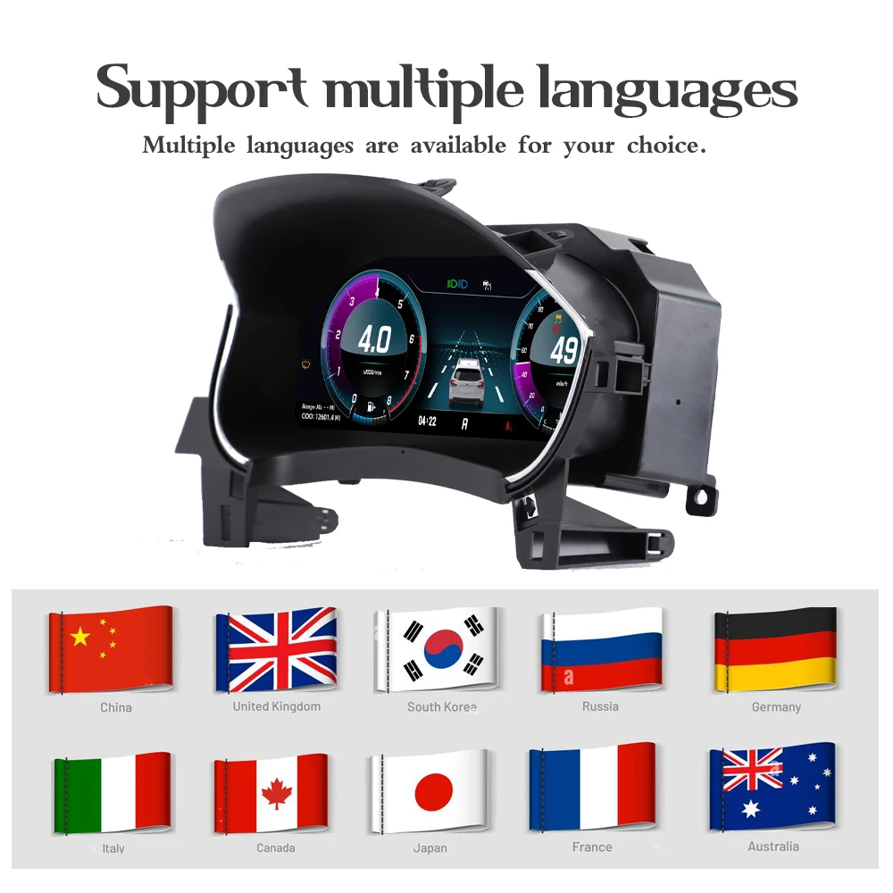 Pantalla LCD de 12.3" para el tablero de Nissan X-Trail 2014-2022, odómetro, velocímetro, cabina virtual, panel de instrumentos digital, CarPlay 4