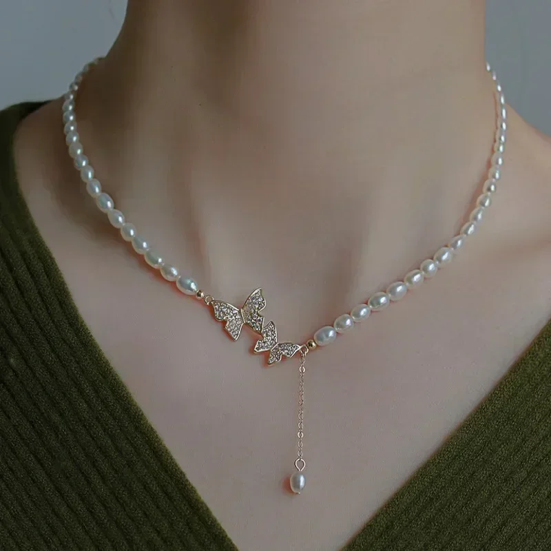 Vintage Butterfly & Pearl Necklace