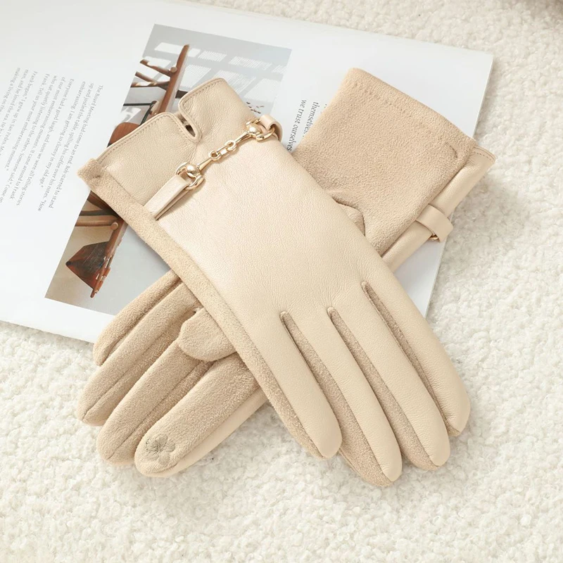 Guanti termici da donna per touch screen, guanti caldi da donna, invernali, spessi, a prova di freddo, all'aperto, guida, equitazione, sport, antiscivolo, guanti da sci unisex (WH1, taglia unica