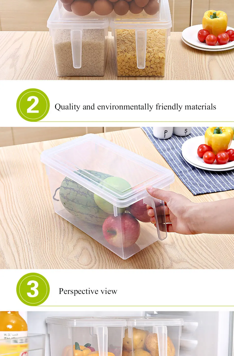 Kitchen Transparent PP Storage Box Grains Beans Storage Contain Sealed Home Organizer Food Container Refrigerator Storage Boxes