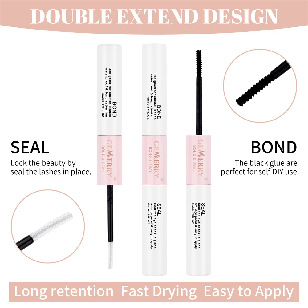 GEMERRY 10ml 2in1 Lash Bond&Seal Cluster Lash Glue for DIY Eyelash Extension Long Retention Waterproof Glue for Lash Clusters 2
