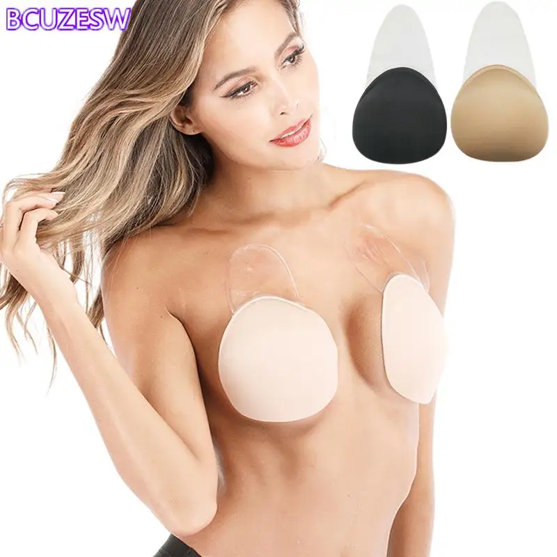 

Women Push Up Bras Self Adhesive Silicone Strapless Invisible Bra Reusable Sticky Breast Lift Up Tape Water Drop Shape Bra Pads
