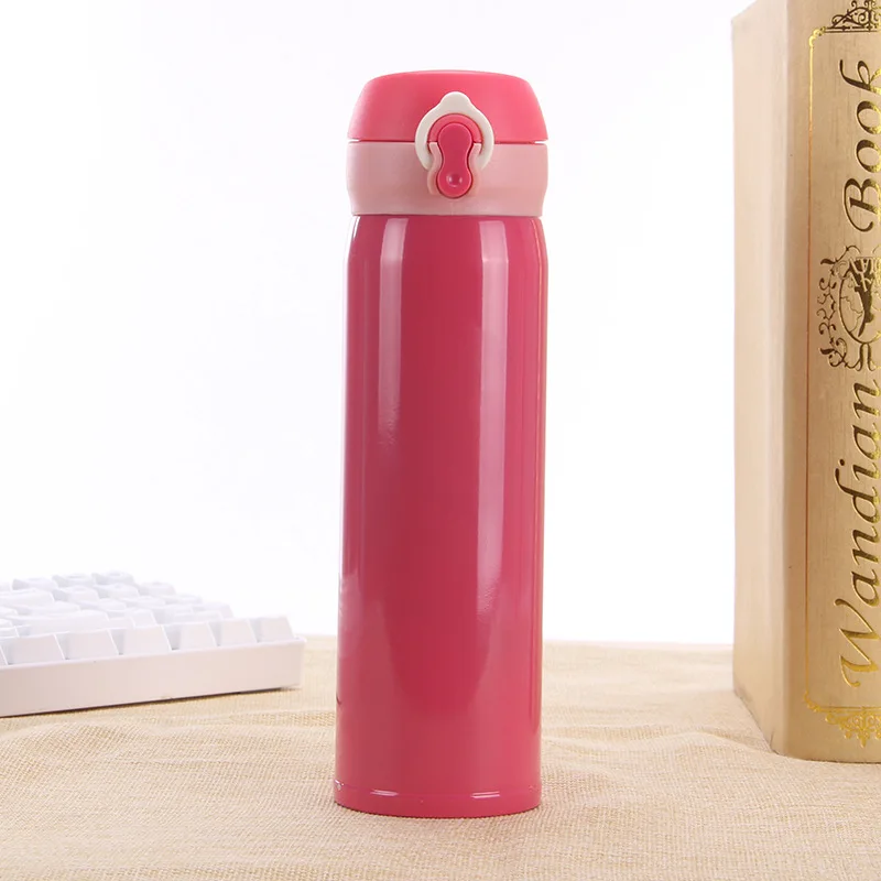2022 Creative Gift Portable Lock Bounce Stainless Steel Insulation Vacuum Cup Thermos Universal Thermos Flask Water Bottle Cute