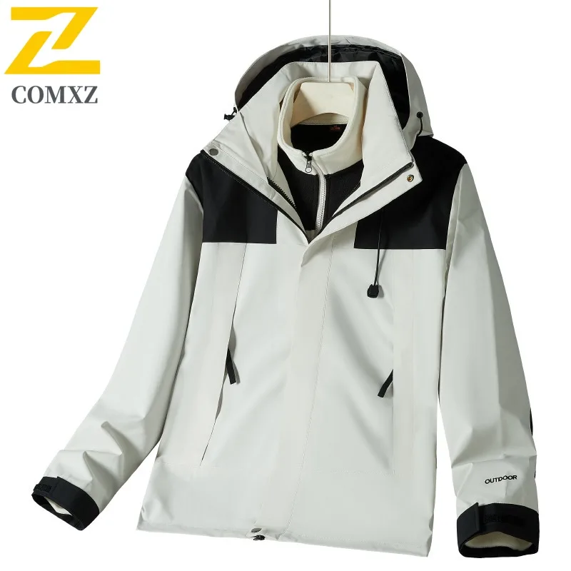 COMXZ Men Skiing Jacket All-Purpose Thickened Outdoor Windproof Warmth Parka Street Fashion Comfort Lightweight Winter Coats
