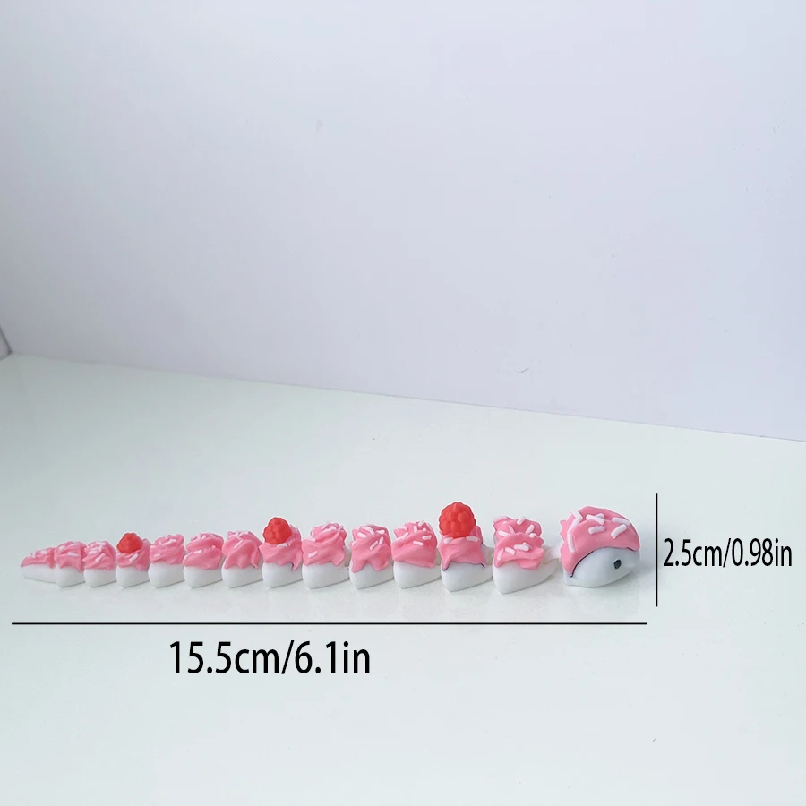 Serpente Dessert Snodabile 3D - serpentino dei dolci rosa con zuccherini e lamponi 8 Serpente Dessert Snodabile 3D - serpentino dei dolci rosa con zuccherini e lamponi - immagine 4