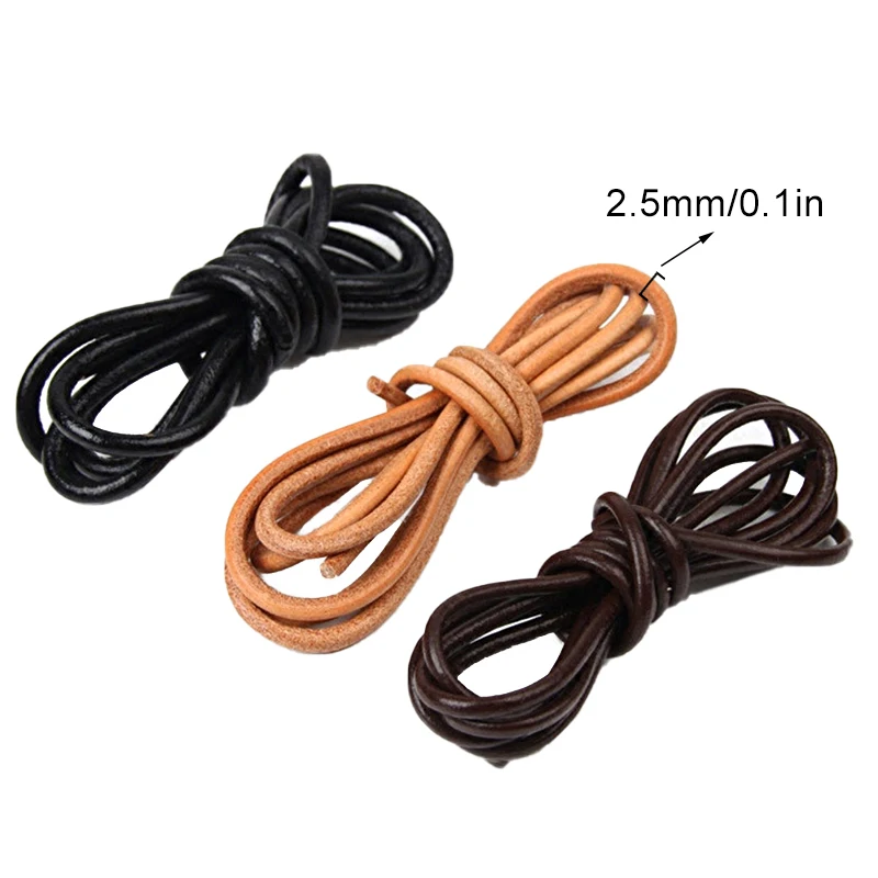 1m Leather Rope For DIY Necklace Cord Bracelets String Retro Black Color Leather Cord Handicraft Jewelry Making Supplies