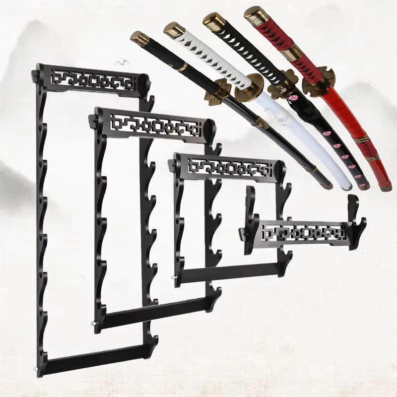 Soporte de estante de Katana de pared, soporte de espada samurái de sable de madera, organizador de decoración de estante de Katana japonés de tamaño Real