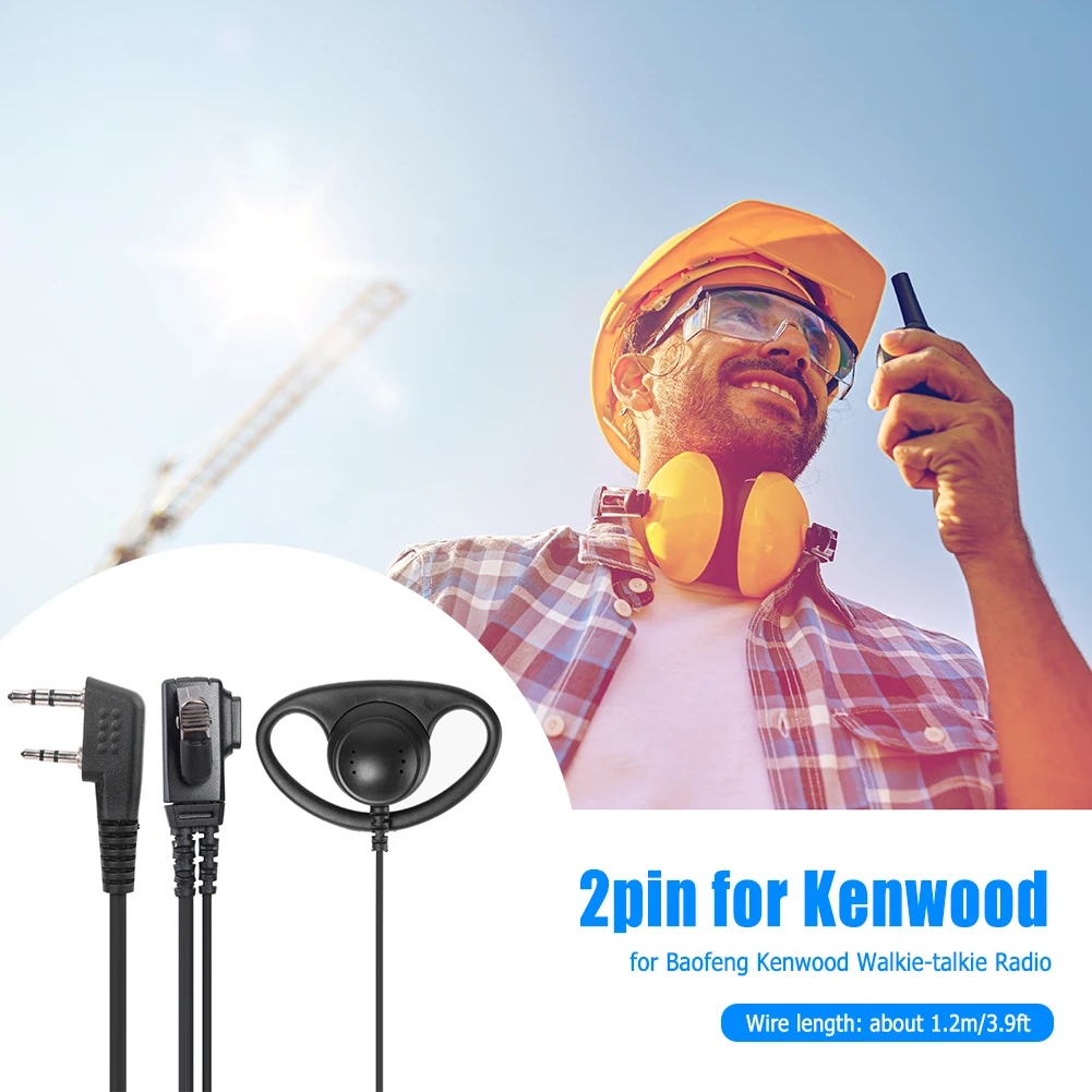 D Shape 2Pin K Head PPT Earpiece Headset Anti Noise for Baofeng Kenwood Catering Hotels Outdoor