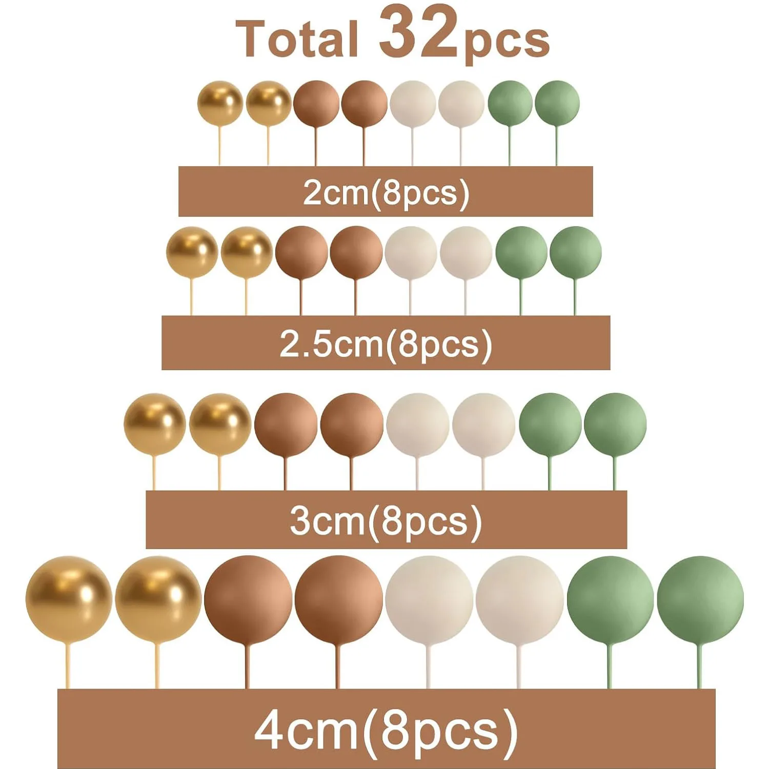 Elegante Beige Ballen Taarttopper Set Verjaardagstaart Decoratie Bruidstaart Accessoires Party Taart Decor Babyshower: - België