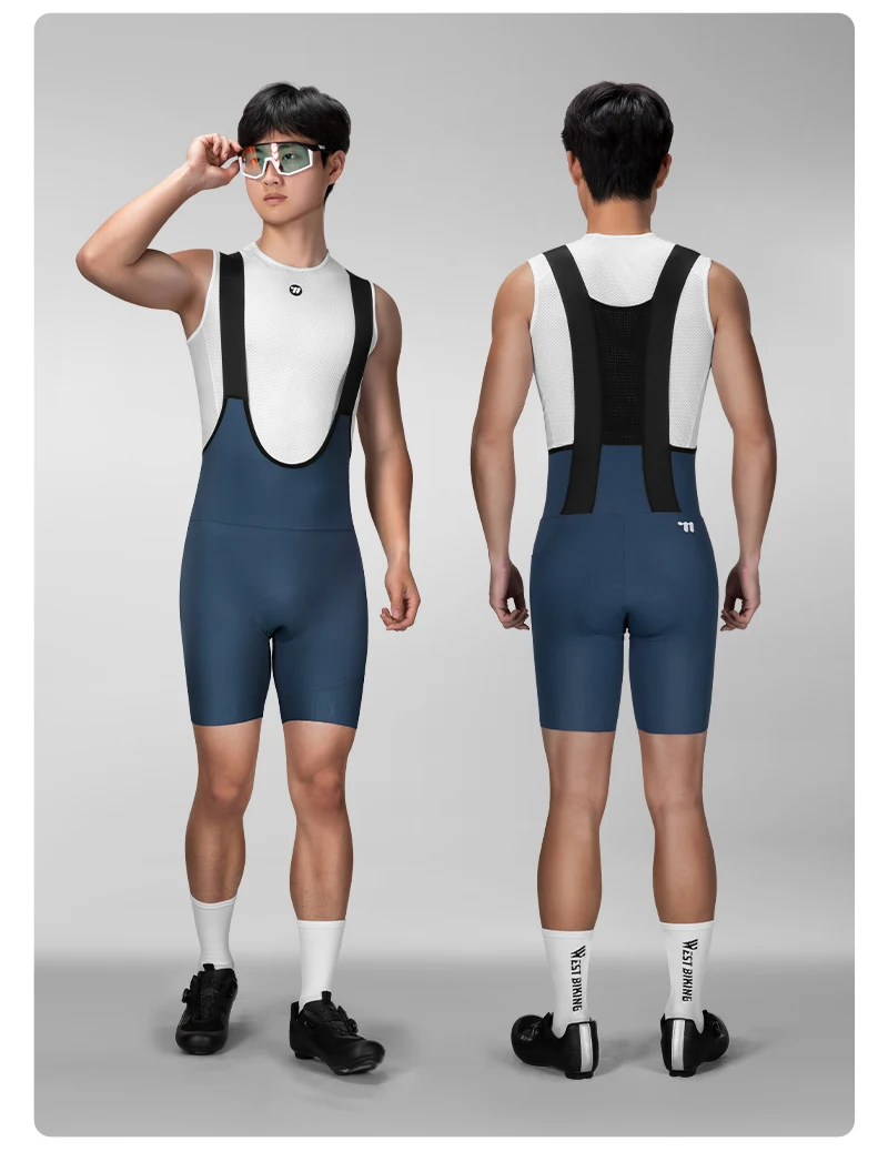 WEST BIKING Herren Radsport-Trägerhose Atmungsaktiv Schnelltrocknend MTB Rennrad-Shorts Komfortabel Sitzende Fahrrad-Tights Trägerhose Radhose – Detail 16