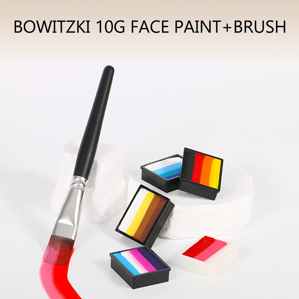 

Bowitzki 10g Rainbow Split Cake Face Paint Body Paint Art Halloween Festival Celebration Water Based Noxic Facial Paint Makeup