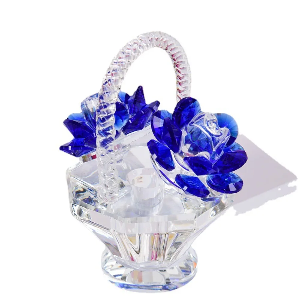 

Blue/Green/Red/Pink/Purple Crystal Flower Basket Decoration Crystal 3.3*3.1 Inch Home Decoration Basket Ornaments