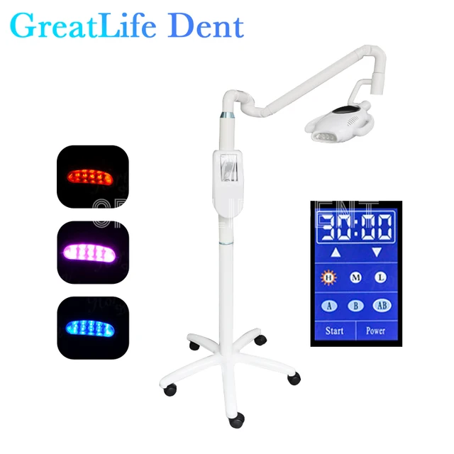 GreatLife 60W 10 Leds Portable Touch Screen Dental Teeth Whitening Machine 3 colors Moveable Bleaching Unit Lamp Floor Standing