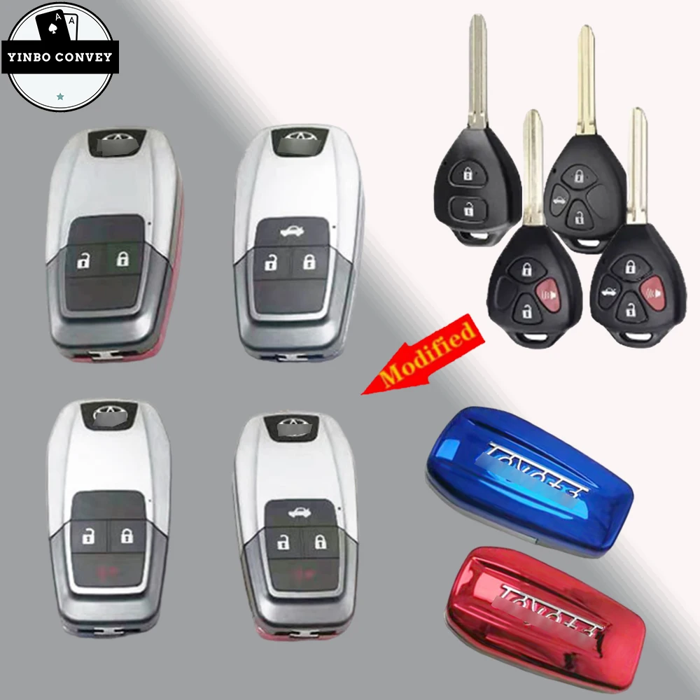 

YINBO- 2/3/4 Buttons Updated Flip Remote Key Case For Toyota Corolla Camry RAV4 Reiz Yaris Prado Key Shell With TOY43 Blade