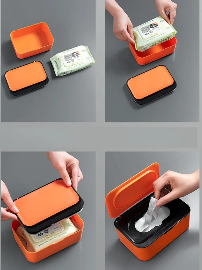 Tissue Box Portable Tissue Storage Box with Lid Dustproof Cover for Wet Wipes Dispenser Home Office Mask Storage Box Sealed Organizer