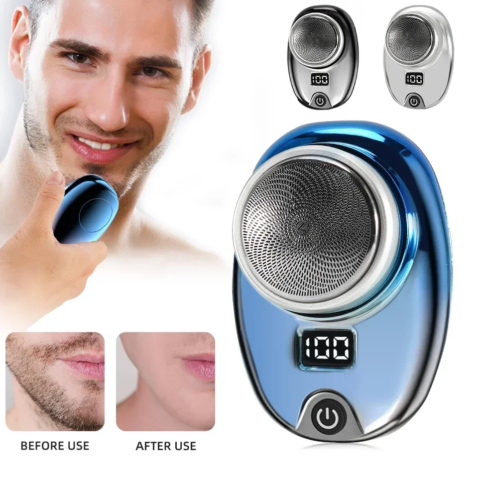 Mini Barbeador Elétrico Recarregável Portátil Display de Energia Digital Navalha Masculina Barbeador sem Fio para o Corpo do Rosto
