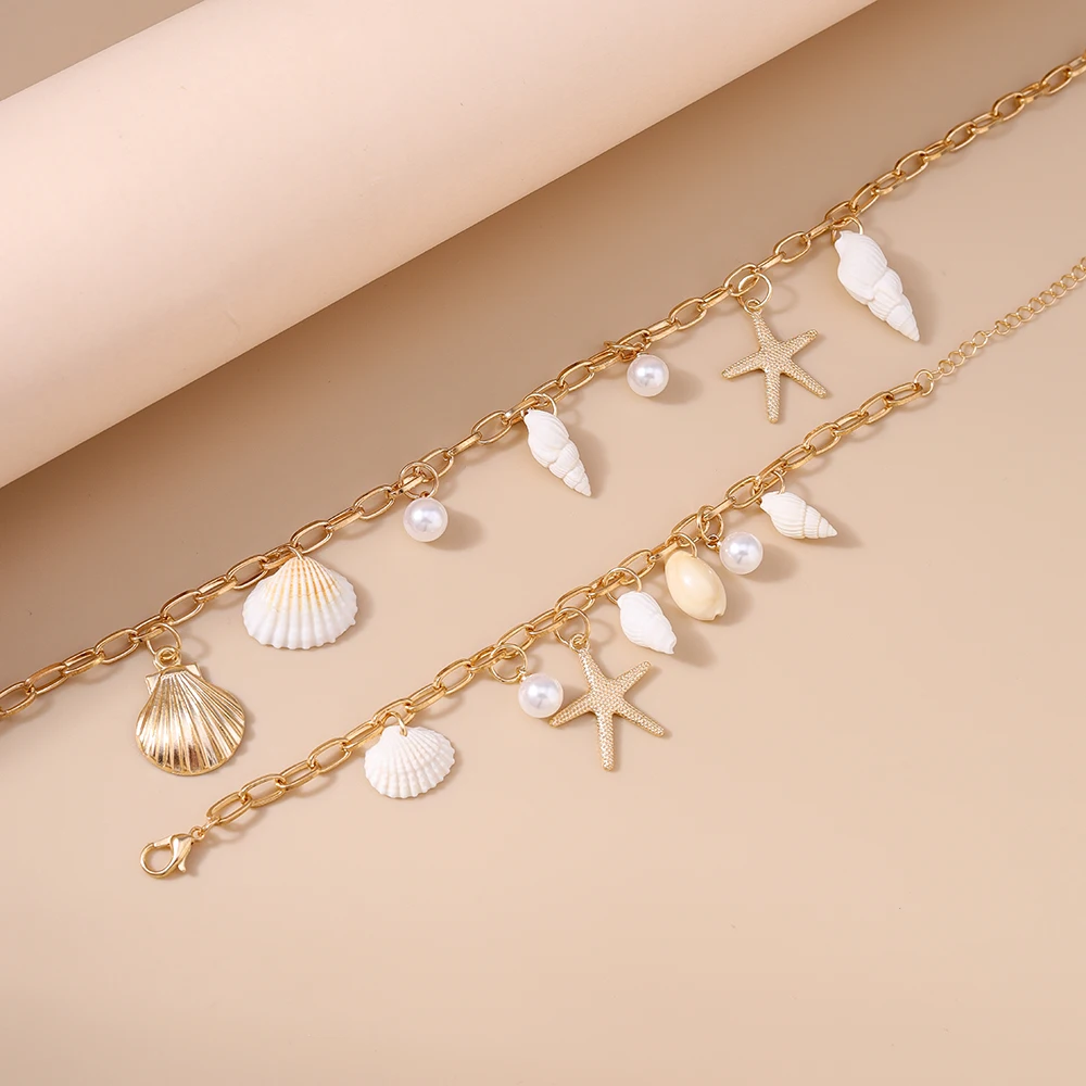 Aihua Sommer Strand Seestern Perle Shell Taille Bauch Kette für Frauen Bohomia Sommer Strand Sexy Einfache Körper Kette Urlaub Schmuck – Detail 11