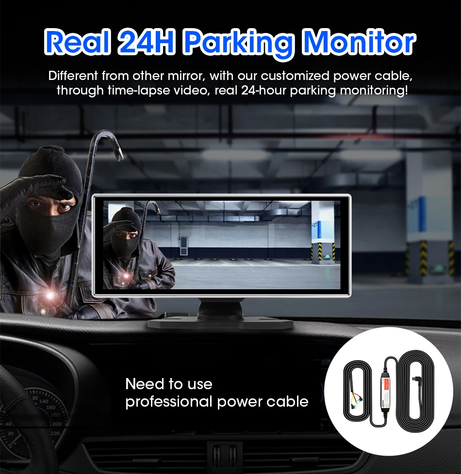 11.26 Inch 4K Dash Cam Car DVR CarPlay Android Auto