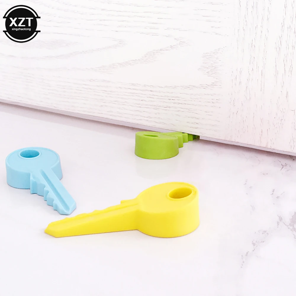 1Pc Cute Key Style Silicone Rubber Door Stopper Anti-Collision Crash Safety Door Stopper Home Decor Kid Baby Finger Protection W door stopper silicone door stopper