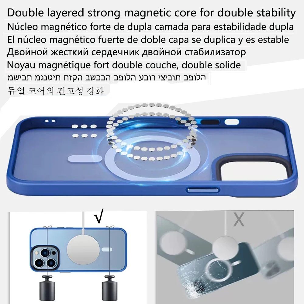Sleek Magnetic Clear Acrylic Phone Case with Matte Soft Cover