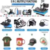 AKEYDIY 5 in 1 Heat Press Machine for t Shirts Professional Swing Away Heat Press Digital Combo 12" x 15" 360-degree Rotation 2
