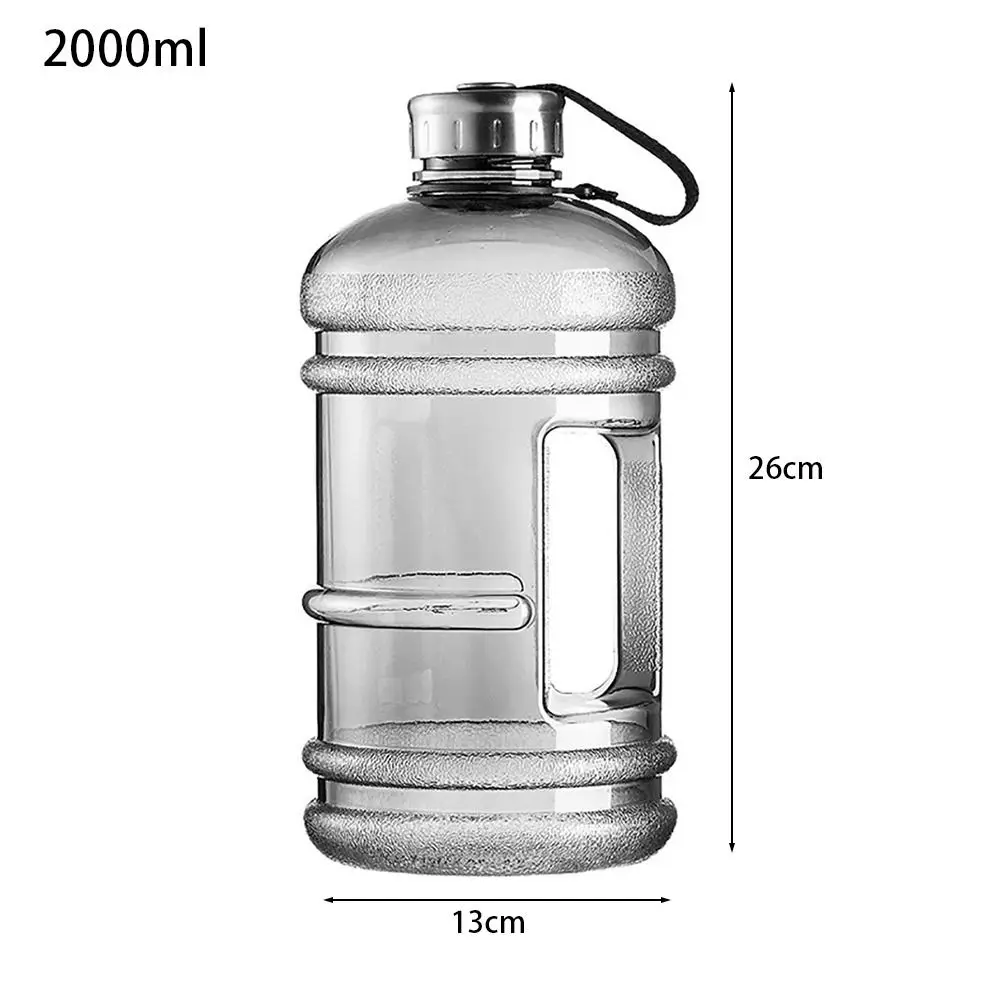 1 pièces bouteille d'eau de Gallon Durable PETG 2L bouteille de boisson de sport de grande capacité Portable avec poignée bouteille Shaker
