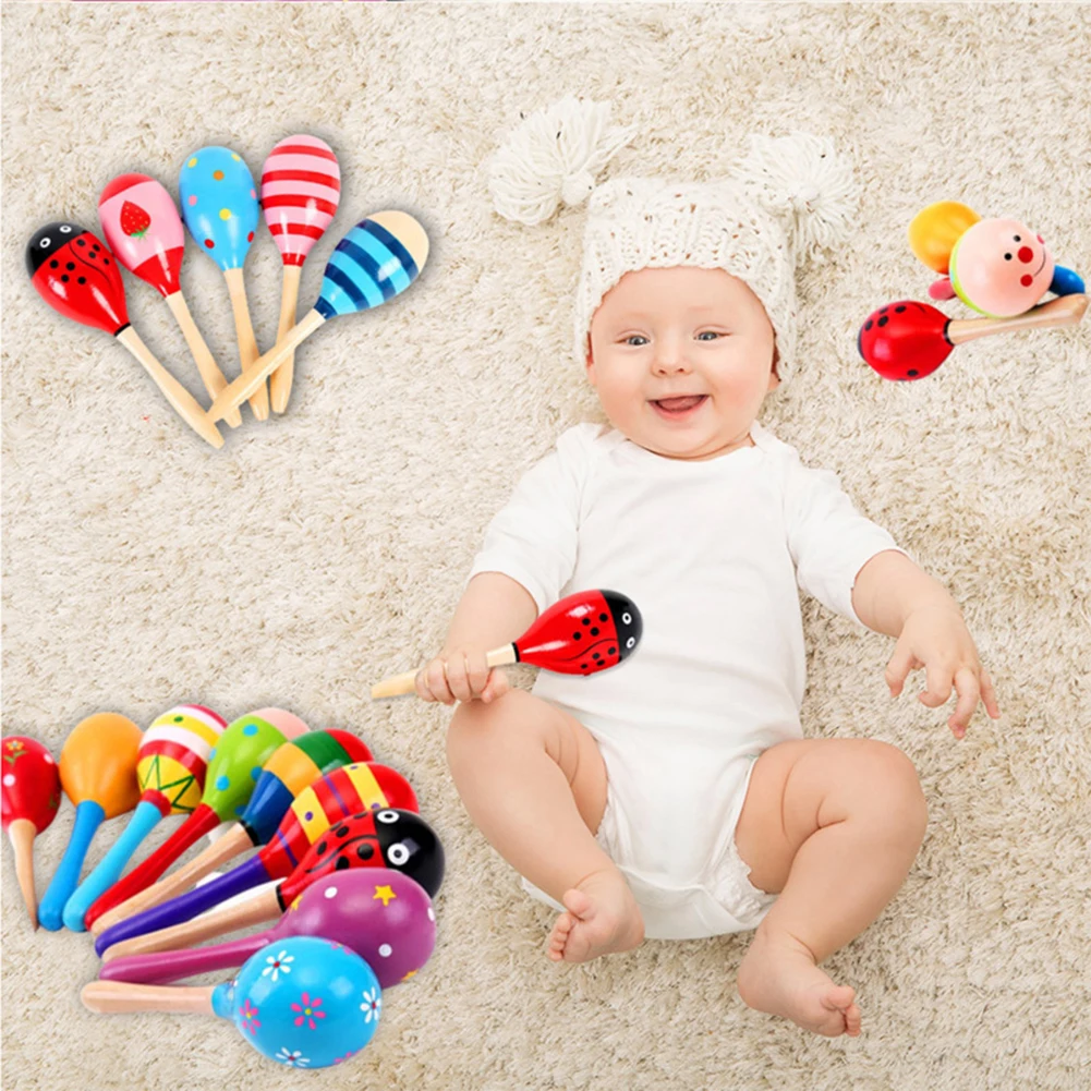Wooden Maracas Coconut Shell Sand Hammer Shaker Wi... - Grandado